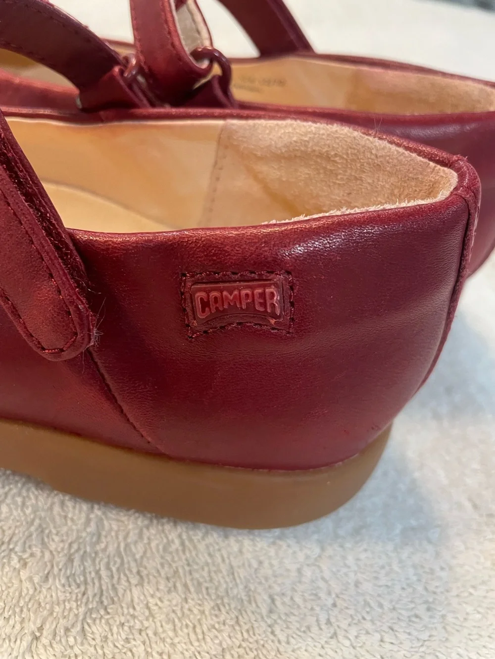 Camper Twins burgundy and pink leather Mary Jane flats - Girls 12
